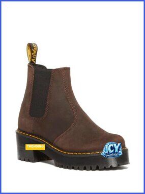 Chelsea Boot Leather Pull-On Block Heel Ankle Boot Water Resistant